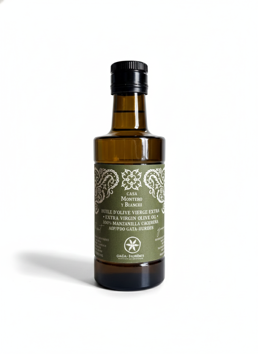 Huile d’olive vierge extra fruité vert Manzanilla Cacereña AOP Gata – Casa Montero y Bianchi